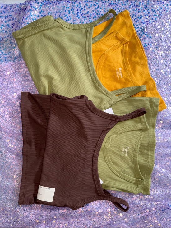 No Boundaries Tops - 976-No Boundaries Olive, Mustard & Chocolate Ribbed Tank Set